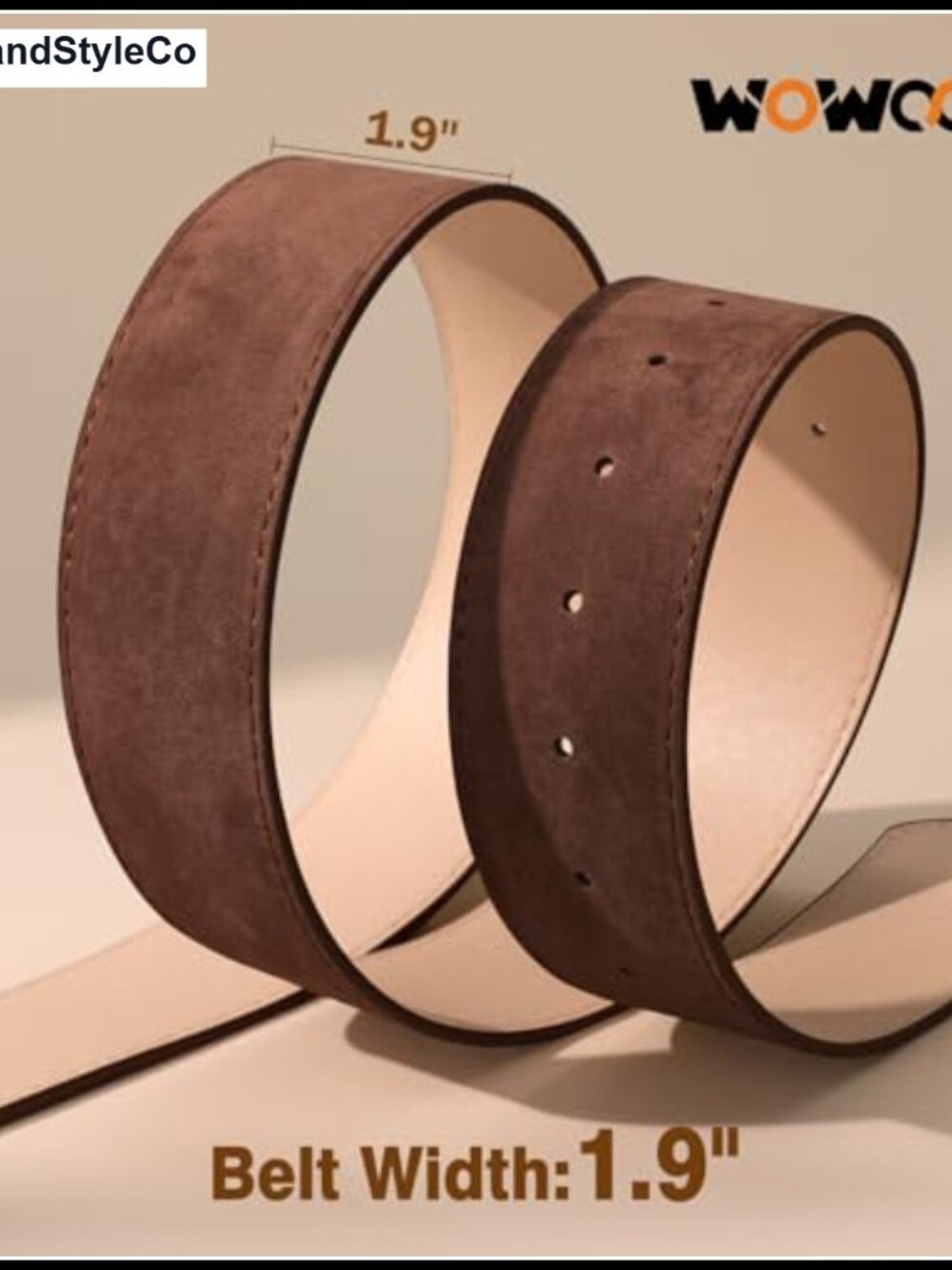 Wide Suede Leather Belt with Brass Buckle for Women Dresses Vintage Chunky - Picture 2 of 6